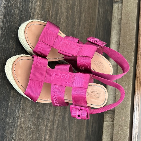Hot Pink Coach Wedge Sandals - Picture 1 of 10